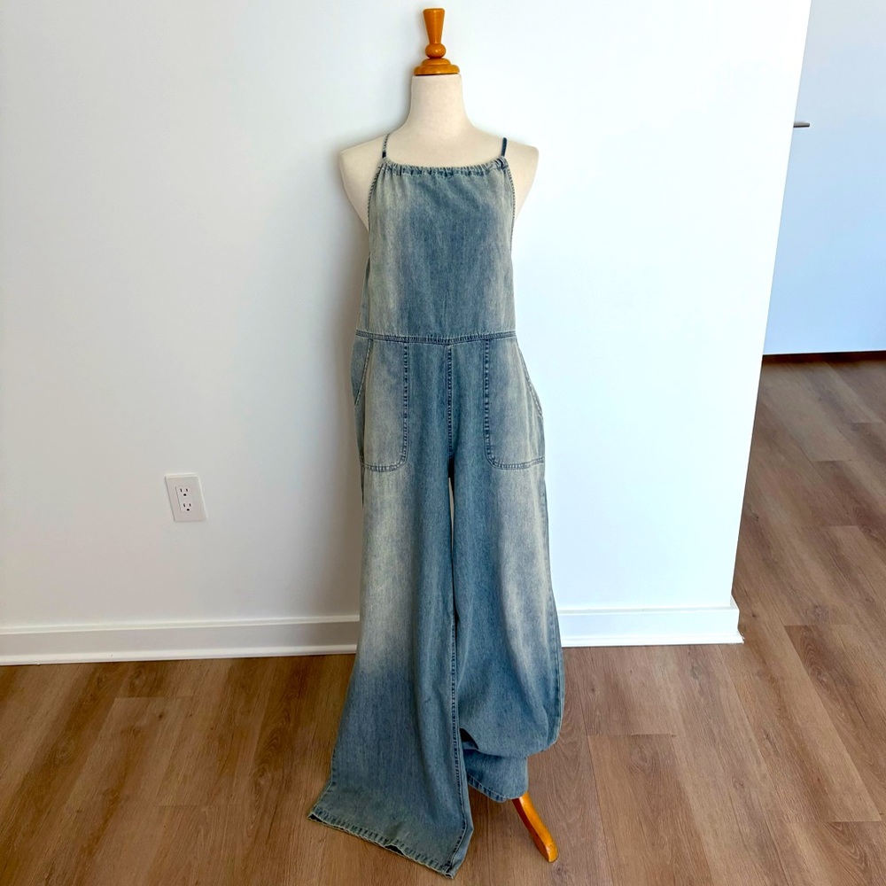 Wide Leg Denim Jumpsuit